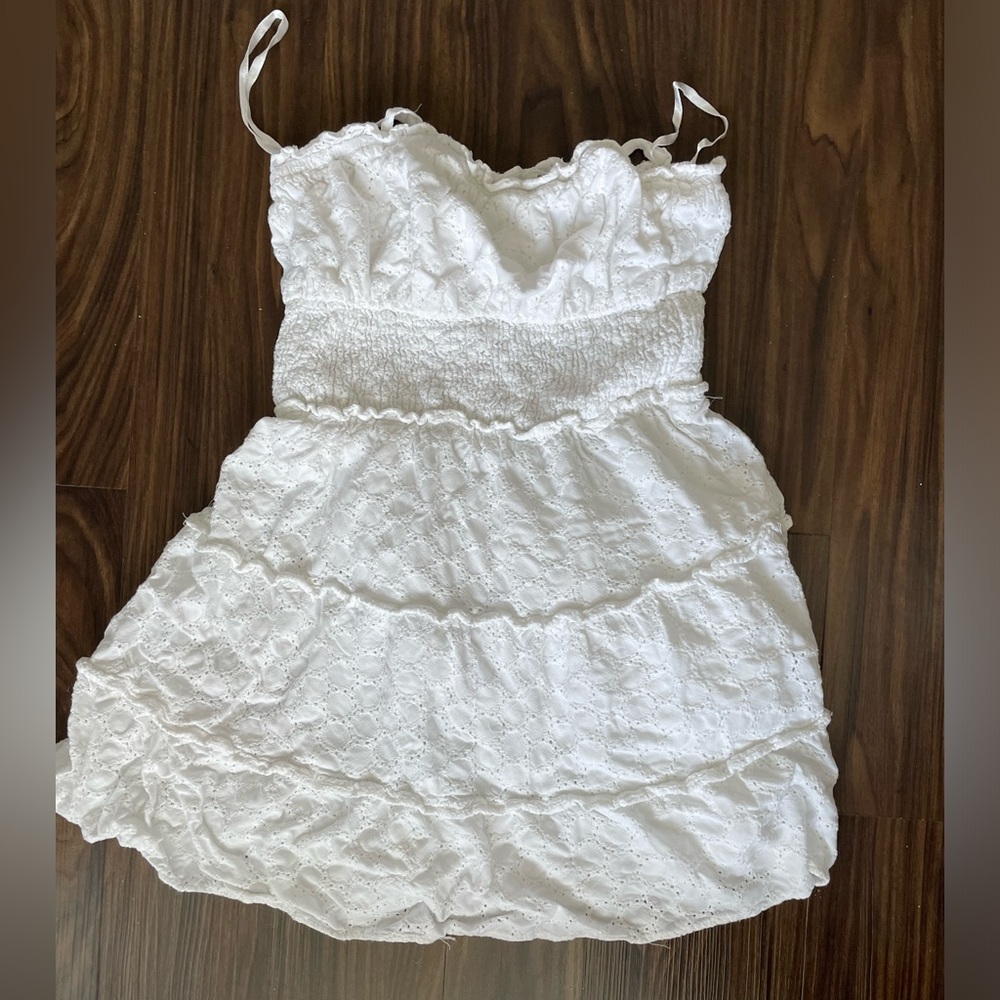 White floral mini dress S
